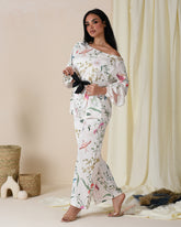 FLORAL PRINTED SATIN PAJAMA SET